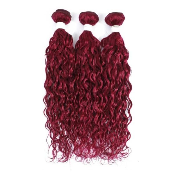 Burgundy Water Wave Remy Human Hair Bundles Sew In Weave Bundles Brazilian Bundle Deals
