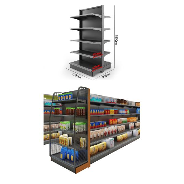 Metallic Supermarket Shelf Light Duty Gondola Display Rack