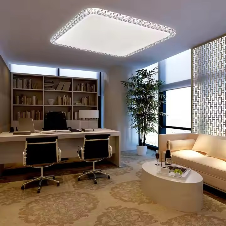 Interior Square Modern Crystal Lamp Fixture Power Adjustable Dimmable Surface Mount Hotel Bedroom Living Room Led Ceiling Light