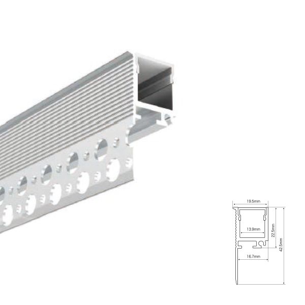 Buy 23*20mm Aluminium Gypsum Plaster Trimless Recessed LED Linear Profile at wholesale prices