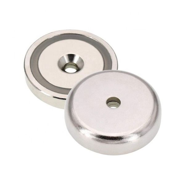 75kg Force Neodymium NdFeB Shallow Pot Magnet with Countersunk Mounting Hole