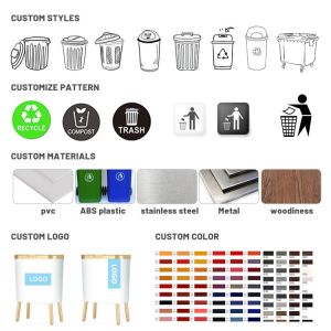 Customized Kitchen Plastic Trash Bin Outdoor Push Top Garbage Can