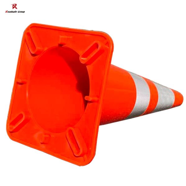 70cm Heavy Duty PVC Foldable Traffic Cones Black Base With White Reflector Traffic Safety Warning Road Cone Wholesale