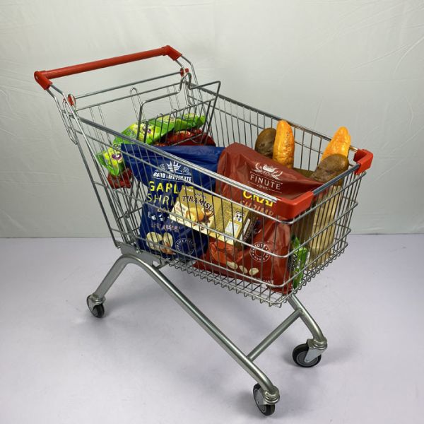 European Style 125L Q195 Steel Supermarket Trolley Cart With Child Seat