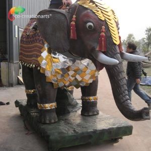 CE Custom Made Animatronics Elephant Children Ride Interactive Equipment