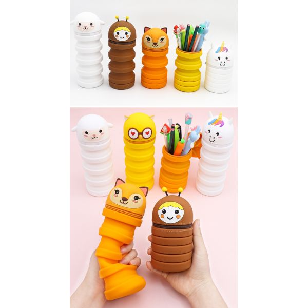 Silicone Animal Design Capacity Washable Pencil Case Stationery Set for Kids in Style
