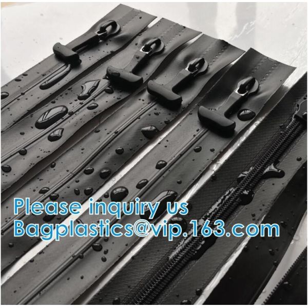 Water-Resistant Zipper, TPU Gastight Waterproof Zippers, Metal, Nylon, Stopper,