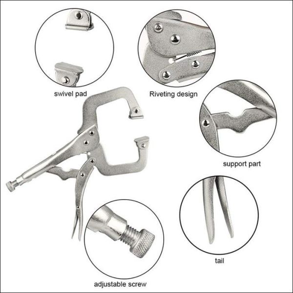 mini Curved Jaw Channel Locking C Clap Pliers Set