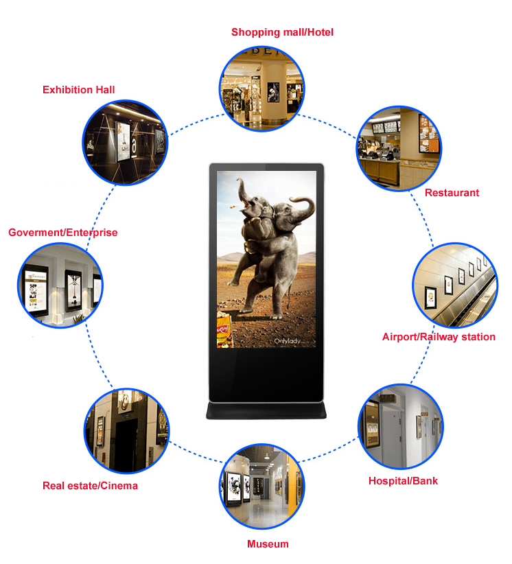 Android OS Wall Mounted Digital Signage 49'' TFT Type LG Panel For Station / Cinema