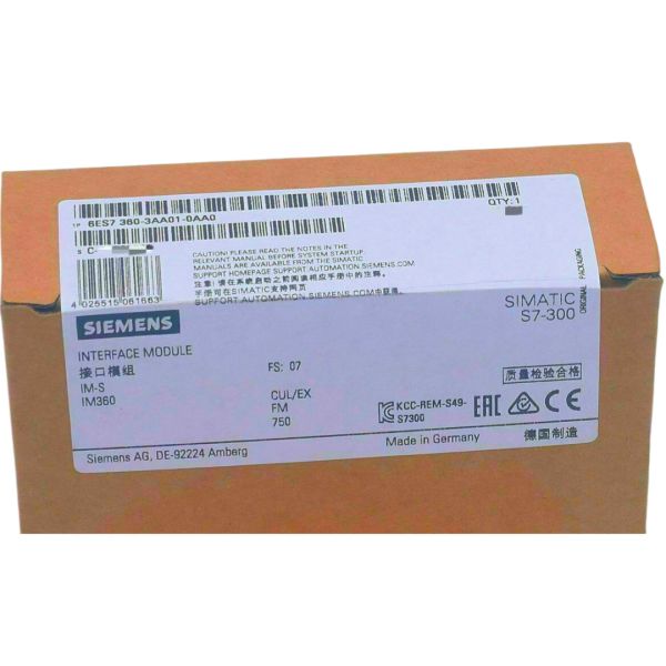 SIEMENS 6ES7360-3AA01-0AA0 SIMATIC S7-300, CONNECTION IM 360 IN CENTRAL RACK FOR