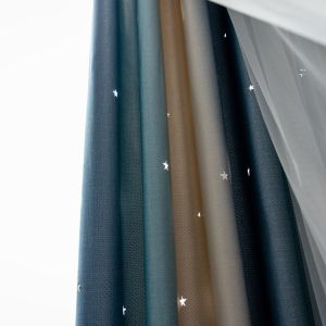 Shading Linen Blackout Curtain Fabric Luxury For Living Room