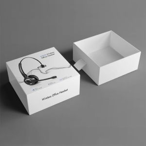Quality Custom Logo White Rigid Sliding Headphone Headset Paper Gift Packaging Box for sale