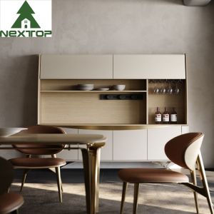 Multi Function Wooden Wine Cabinets With Metal Elegant Upholstered Dining