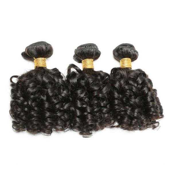 Natural Black Funmi Curly Remy Human Hair Bundles Sew In Weave Bundles Brazilian Bundle Deals