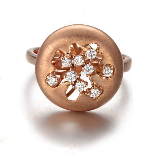 Luxury 18K Rose Gold Diamonds Pendant Charm Ring Jewelry Set (GDSET003)