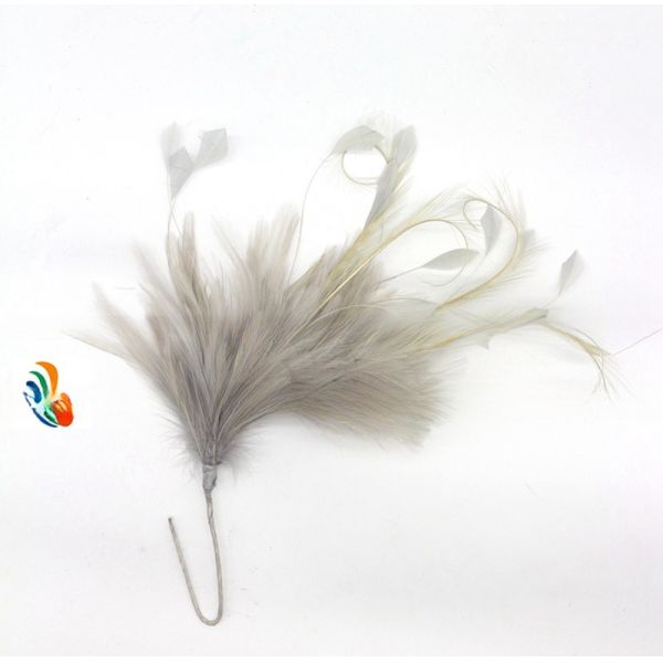 Wedding Occasion Ostrich Feather Flower Mount with Wire Accessory and Hackle Feather