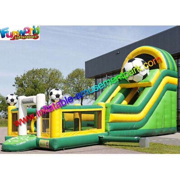 Commercial Soccer Inflatable Slide With Football Bouncing Castle