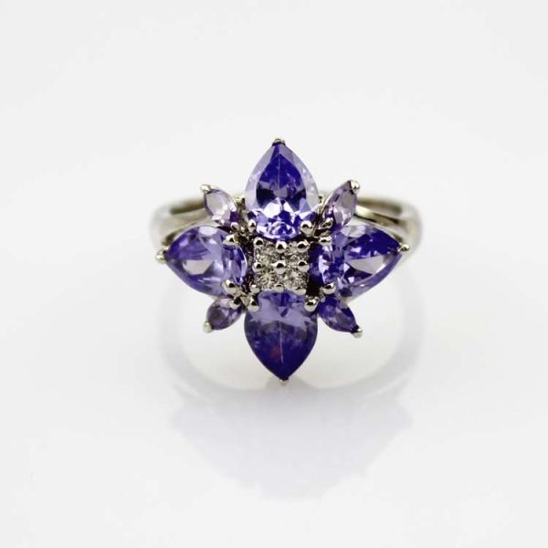 925 Silver Amethyst Cubic Zircon Women Ring ( R211)
