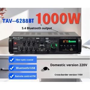 AV-6288BT 1000W 2*500W High Fidelity Karaoke Amplifier Dual-Use 12V/220V AC/DC