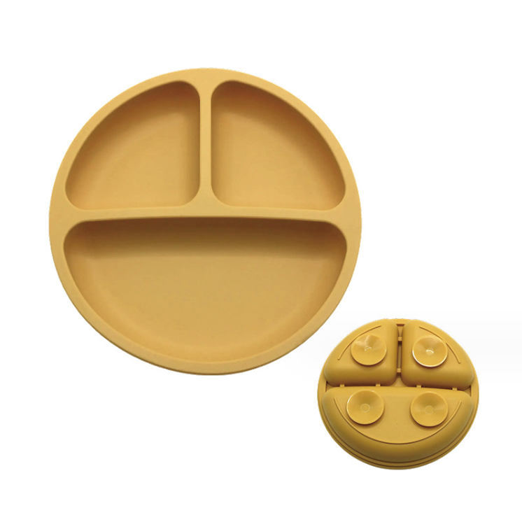 Silicone Feeding Set 3 Areas Food Grade Material Baby Bowl Plate with Suction Divided