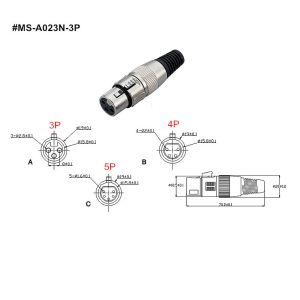 XLR Connector,3 Pins with Nickel Contacts.Rohs. MS-A023N-3P