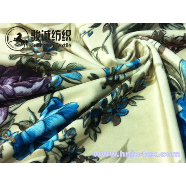 Anti static/anti pilling paper printing flower printed velvet fabric for apparel