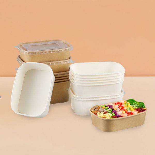 Buy Leakproof Kraft Paper Packaging Lunch Box Grease Resistant Nontoxic at wholesale prices