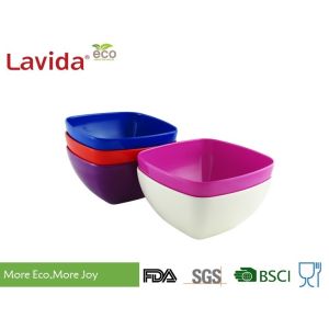 Trendy Square Shape Melamine Plates Bowls , Decal Printing Melamine Soup Bowls