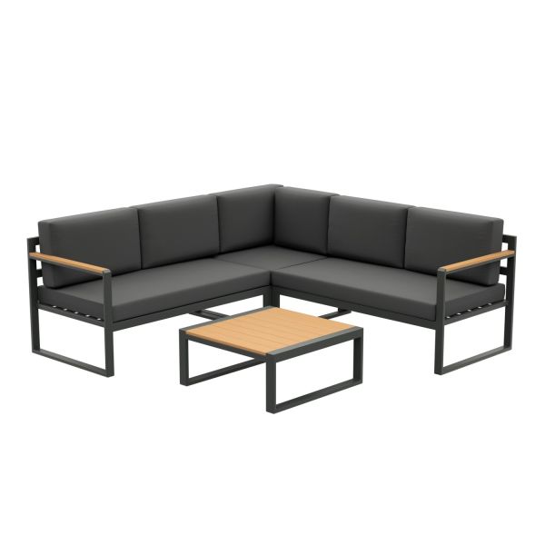 Outdoor Metal Furniture Set for Garden Corner Sofa Lounge Modern Design Wood