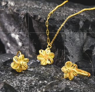 Christmas gift jewelry 18K gold customized type flower pendents rings earrings
