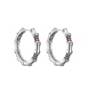 Crystal 925 Sterling Silver Jewelry Hoop Huggie Earrings Unisex