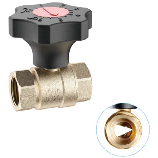 3721 Female X Female Brass Regulating Valve With "V" Shape Openning Stainless Steel Ball And Plastic Graduated Handwheel