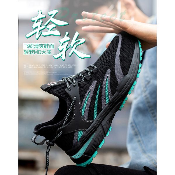 Breathable Flyknit Summer Comfort Safety Shoes with Custom Logo Anti-stab Steel Toe and Kevlar Midsole