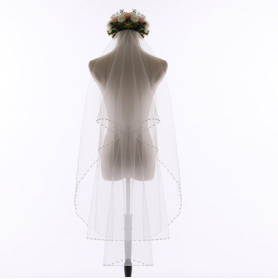 Factory direct wholesale bridal veil short double light yarn soft fingertip wedding veil with hair comb
