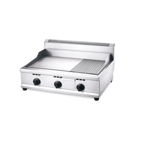 Hot sale commercial stainless steel gas chicken half grill and half griddle machine