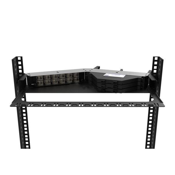 Rongbang RBTX-PP04 1U High Density Frame Hybrid Fiber & Copper Angled Modular Panel for Data Center Enterprise Network