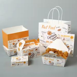 Quality Wholesale Takeaway Food Packaging Hamburger Boxes Customized Fried Chicken Boxes for sale