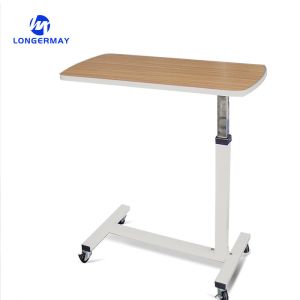 Durable Movable Wooden Hospital Furniture Adjustable Medical OverBed Table with