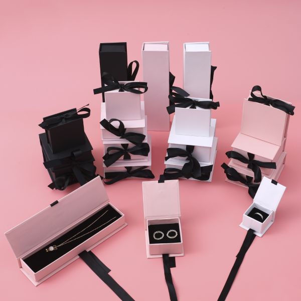Custom Ribbon-Tied Jewelry Box Set for Rings Earrings Bracelets