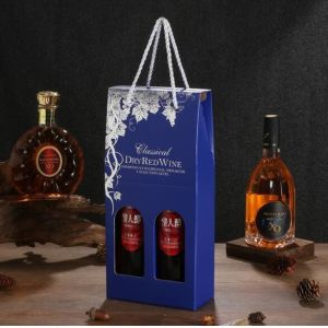 Wine Biodegradable Packaging Box Rectangle Shape Custom Logo Pattern