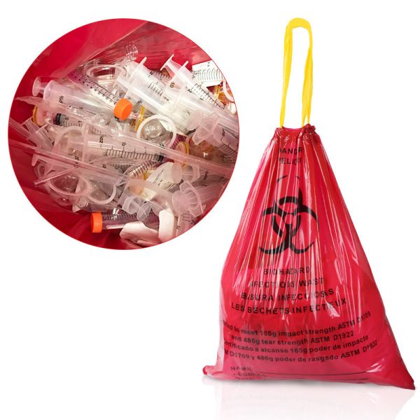 Buy Medical Infectious Biohazard Waste Bag Red Drawstring Disposable at wholesale prices