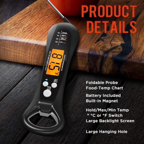 Digital Waterproof Instant Read Food Thermometer BBQ Cooking Oven Meat With Magnet