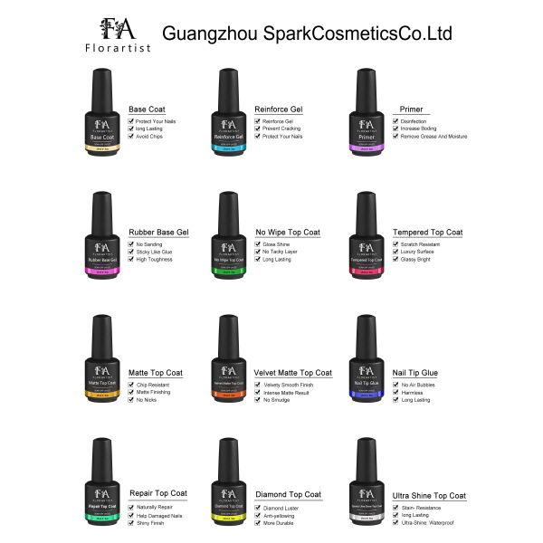 OEM Customize Private Label Multi Function Nail Gel Top Coat Rubber Base Coat Gel Nail Polish for DIY