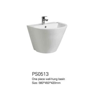 European Style White Modern Sink Wall Hung Porcelain Half Pedestal Hand Wash