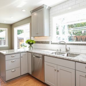 Light Grey Shaker Kitchen Cabinets American Integral Kitchen Lacquer Waterproof