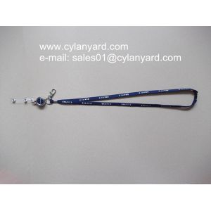 Metal crimp tube neck strap with metal badge reel and plastic breakaway,