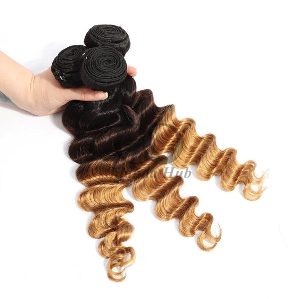 #T1B/4/27 Loose Deep Wave Remy Human Hair Bundles Sew In Weave Bundles Brazilian Bundle Deals