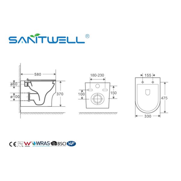 Sanitary Ware Washdown Toilet Ceramic Gravity Flushing Water Saving