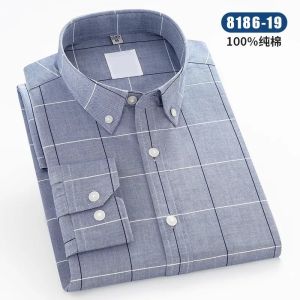 New Men′s Oxford Textile Shirt Pure Cotton Spring and Autumn Long-Sleeved Youth