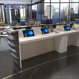 Silvery Luxury Reception Desk Commercial Modern Reception Counter